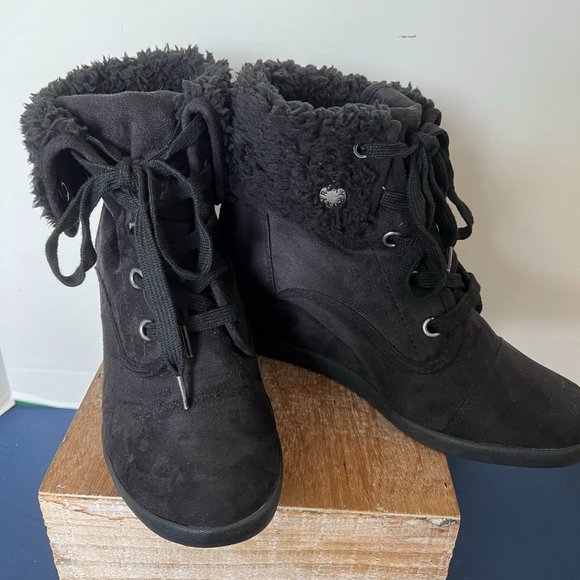 Roxy Paula Black Wedge Cuff Boot - Picture 7 of 11